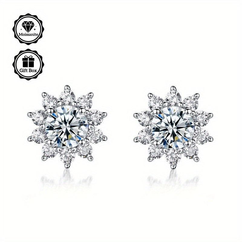 1 pair 1 carat Moissanite earrings, 925 sterling Silvery earrings needles, minimalist jewelry for women, earrings for women, Women's jewelry, suitable for birthday gifts, Valentine's Day gifts, with GRA certificate jewelry, Best for Christmas