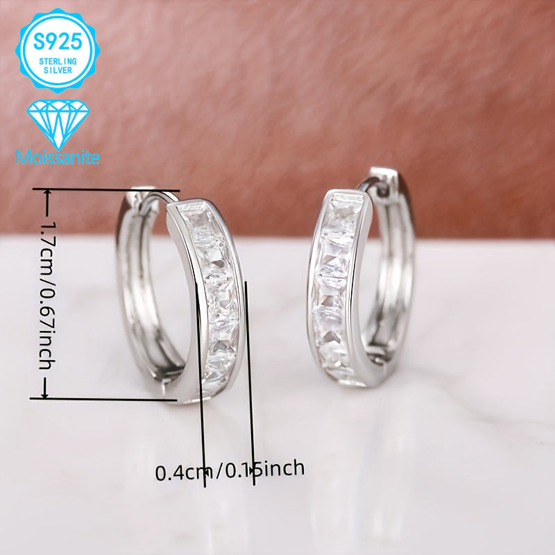 EJG - 925 Sterling Silver Moissanite Earrings - Fashionable And Simple - Sparkling Daily Wear for Women - Hypoallergenic, Nickel Free, Lightweight Earrings, Suitable for Any Outfit And Date, As A Gift for Women