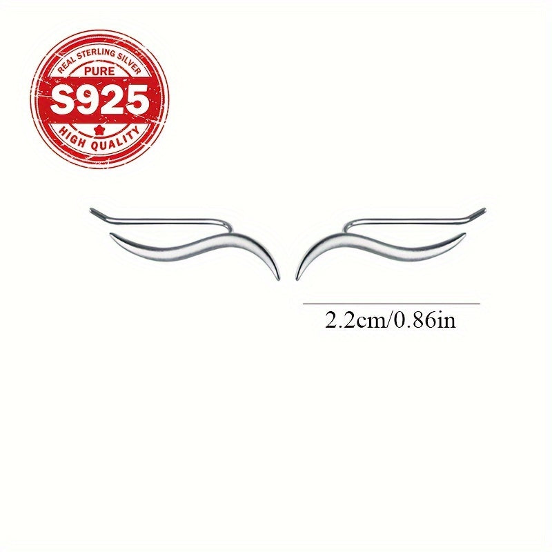 1 Pair S925 Silver Wave Line Ear Hooks - Minimalist Sporty Design, Perfect for Daily Wear & Fitness, Ideal Gift for Women, Fitness Accessories | Sporty Earrings | S925 Silver, Earrings for