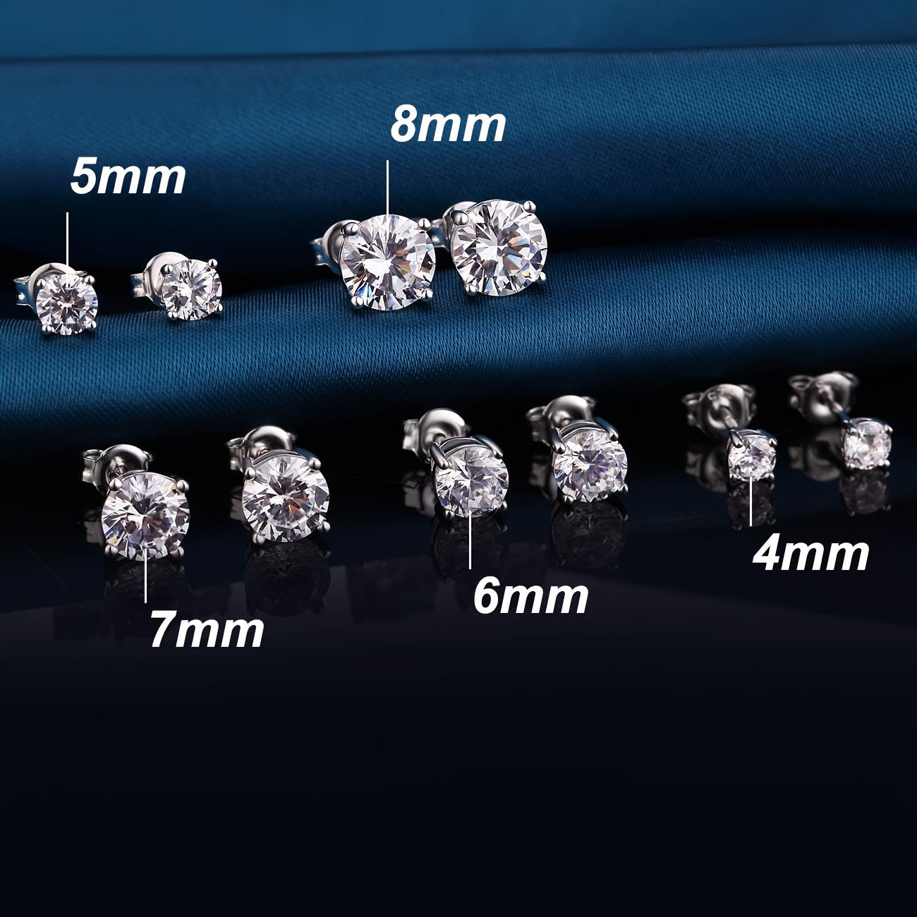 EJG 2 Pairs 1-4 Carat Moissanite Four Prong Earrings, 925 Sterling Silver, D Color VVS1 Round Cut Earrings, Fine Jewelry Gifts for Men and Women, Couple Gifts, Mother'S Day Gifts