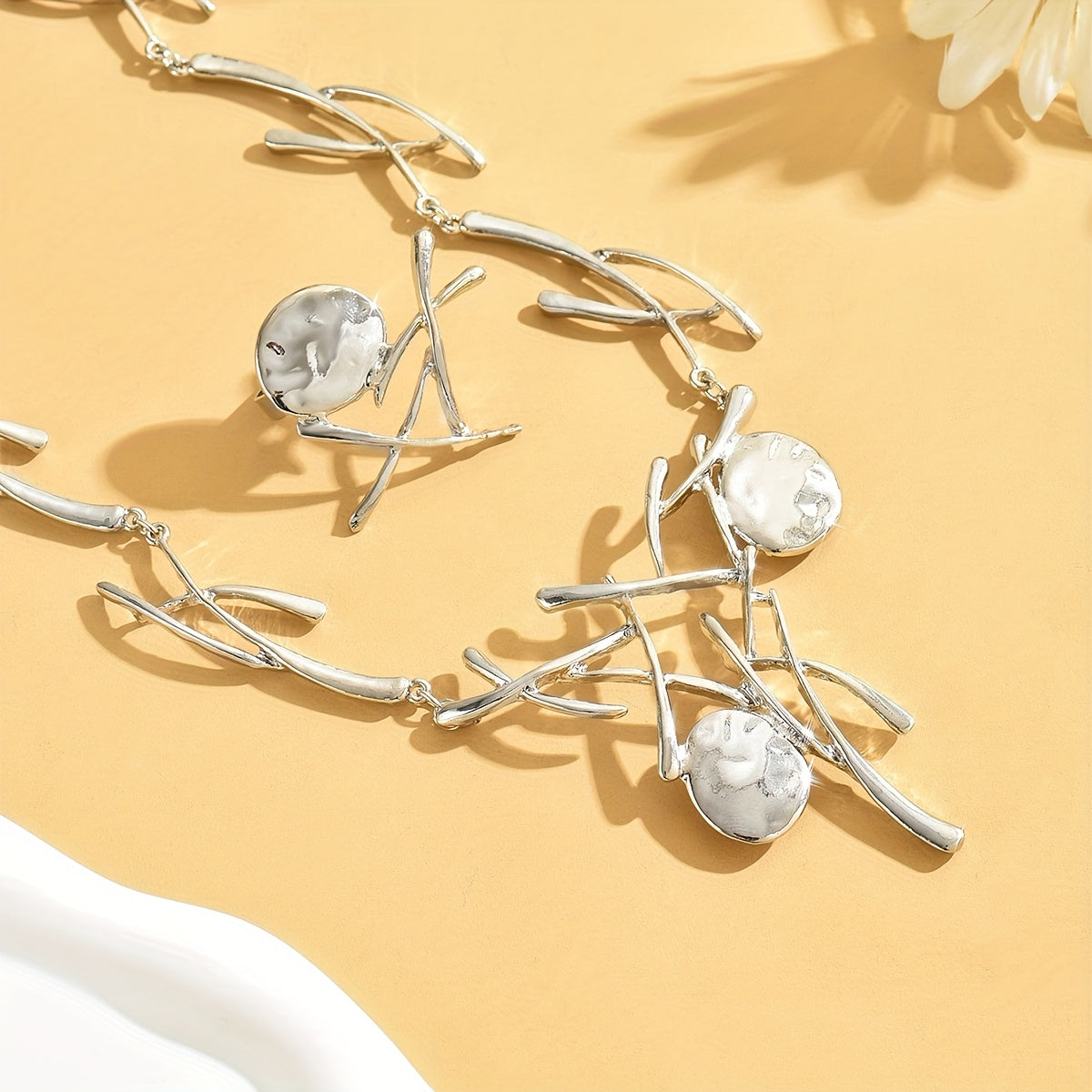 A Sleek, Simple Personality, Irregular Forked Branches, Patchwork, Oval, Cold Necklace, Rings, Women's Everyday Accessories, Can Also Be Worn For Holidays
