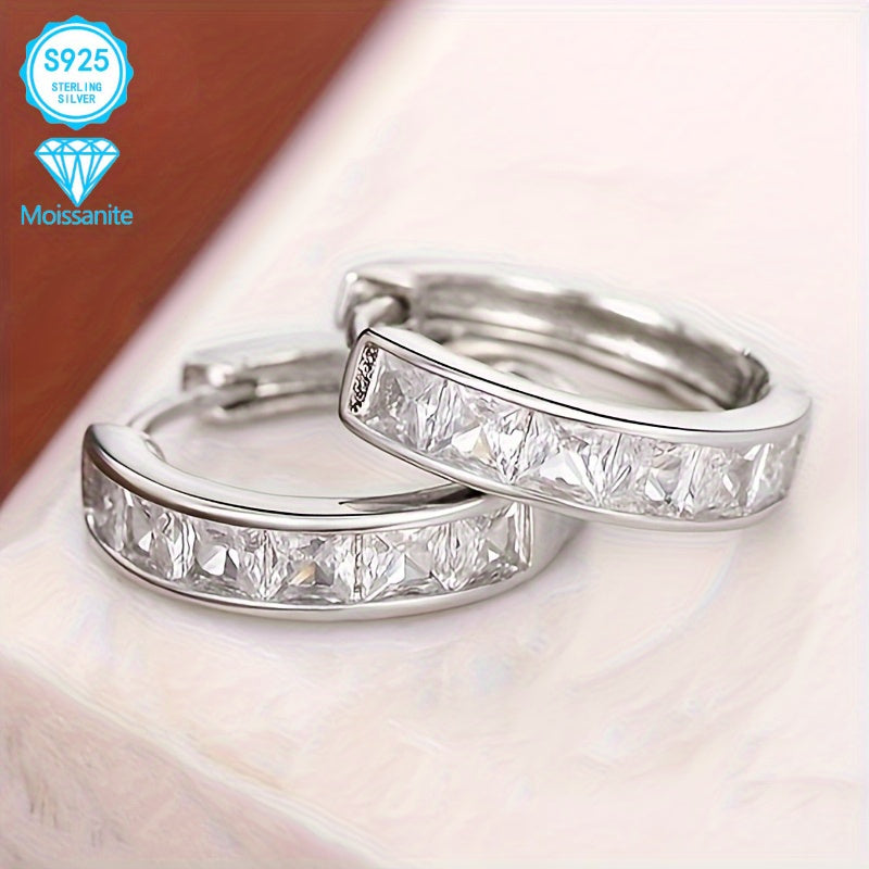 EJG - 925 Sterling Silver Moissanite Earrings - Fashionable And Simple - Sparkling Daily Wear for Women - Hypoallergenic, Nickel Free, Lightweight Earrings, Suitable for Any Outfit And Date, As A Gift for Women