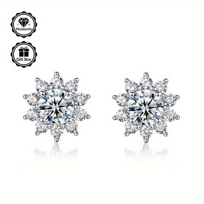 1 pair 1 carat Moissanite earrings, 925 sterling Silvery earrings needles, minimalist jewelry for women, earrings for women, Women's jewelry, suitable for birthday gifts, Valentine's Day gifts, with GRA certificate jewelry, Best for Christmas