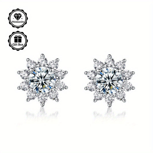 1 pair 1 carat Moissanite earrings, 925 sterling Silvery earrings needles, minimalist jewelry for women, earrings for women, Women's jewelry, suitable for birthday gifts, Valentine's Day gifts, with GRA certificate jewelry, Best for Christmas