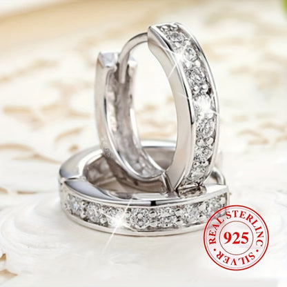 4pcs 925 Sterling Silver Hypoallergenic Ring Earrings with Zirconia Inlaid, Elegant and Luxurious Style, Suitable for Women Engagement Wedding Earrings
