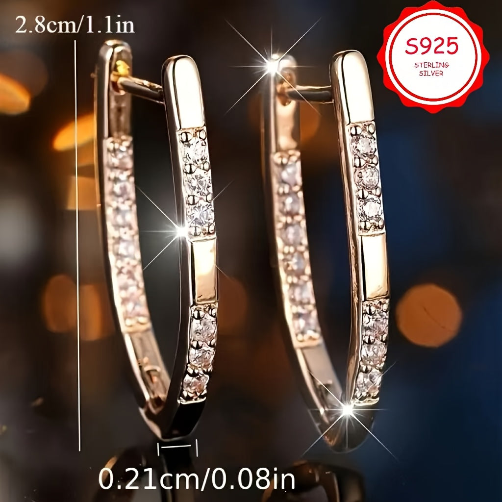 S925 sterling Silvery fashionable and luxurious V-shaped pendant earrings, anti-allergy, Bohemian style, suitable for Valentine's Day gifts, high-quality jewelry for daily vacations