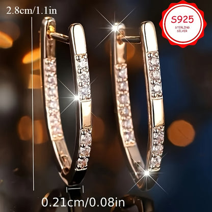 S925 sterling Silvery fashionable and luxurious V-shaped pendant earrings, anti-allergy, Bohemian style, suitable for Valentine's Day gifts, high-quality jewelry for daily vacations