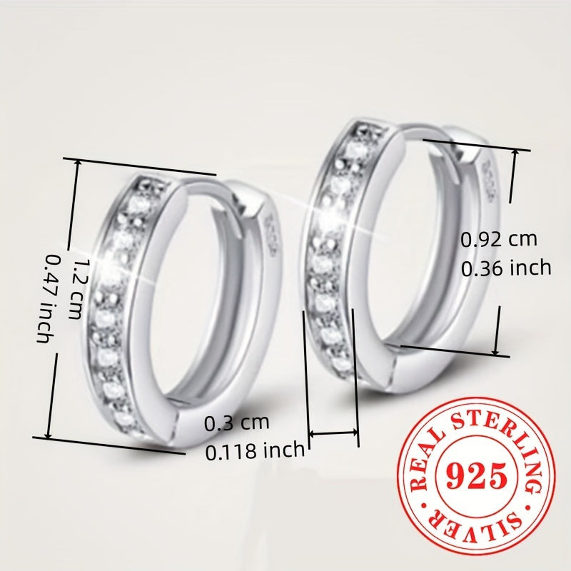 4pcs 925 Sterling Silver Hypoallergenic Ring Earrings with Zirconia Inlaid, Elegant and Luxurious Style, Suitable for Women Engagement Wedding Earrings