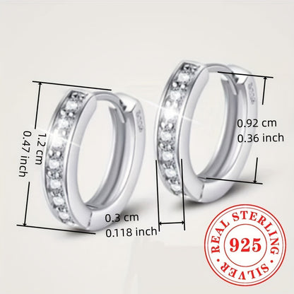 4pcs 925 Sterling Silver Hypoallergenic Ring Earrings with Zirconia Inlaid, Elegant and Luxurious Style, Suitable for Women Engagement Wedding Earrings