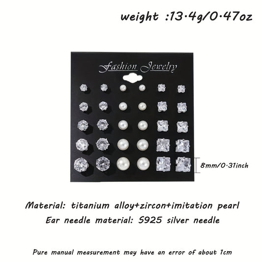 15 pairs of simple and stylish earrings, a perfect earring set that can be used in any scene, suitable for most daily occasions, or for gift giving, Hypoallergenic earrings for sensitive ears, Minimalist stud earrings women