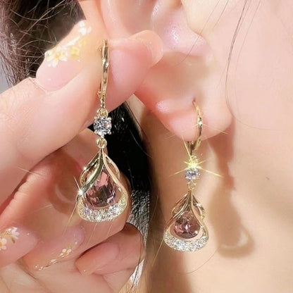 3 Pairs/ Set of Luxurious Cat Eye Stone Geometric Earrings, Water Droplet Earrings, Earring Buckle Earrings - Suitable for Daily Wear And Gift Giving