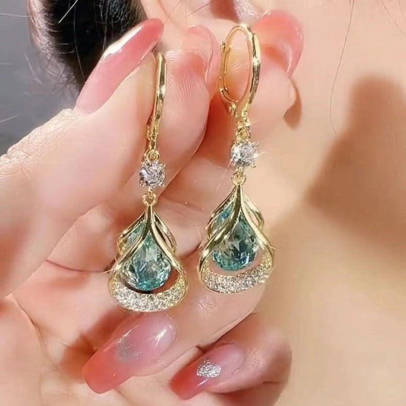 3 Pairs/ Set of Luxurious Cat Eye Stone Geometric Earrings, Water Droplet Earrings, Earring Buckle Earrings - Suitable for Daily Wear And Gift Giving