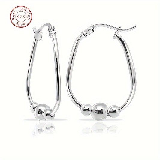 925 Silver Women's Silver Earrings, Fashionable Hanging Round Earrings, Simple Elegance, Women's Jewelry, Casual Attire, Party Banquet Jewelry, Birthday Gifts, Valentine's Day, Christmas Gifts, Gift Box