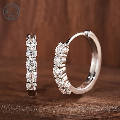 5 Round Moissanite Earrings In 925 Sterling Silver Set With 5 Moissanite For An Anniversary, Birthday, Halloween Or Christmas Holiday Gift For Your Girlfriend, Wife, Friends Or Yourself
