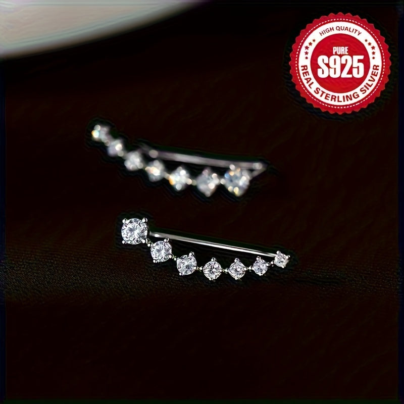 4pcs Of Exquisite Unique Seven Star Design Earrings 925 Sterling Silver Hypoallergenic Jewelry Zirconia Inlaid With Elegant Casual Style For Everyday Women
