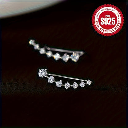 4pcs Of Exquisite Unique Seven Star Design Earrings 925 Sterling Silver Hypoallergenic Jewelry Zirconia Inlaid With Elegant Casual Style For Everyday Women