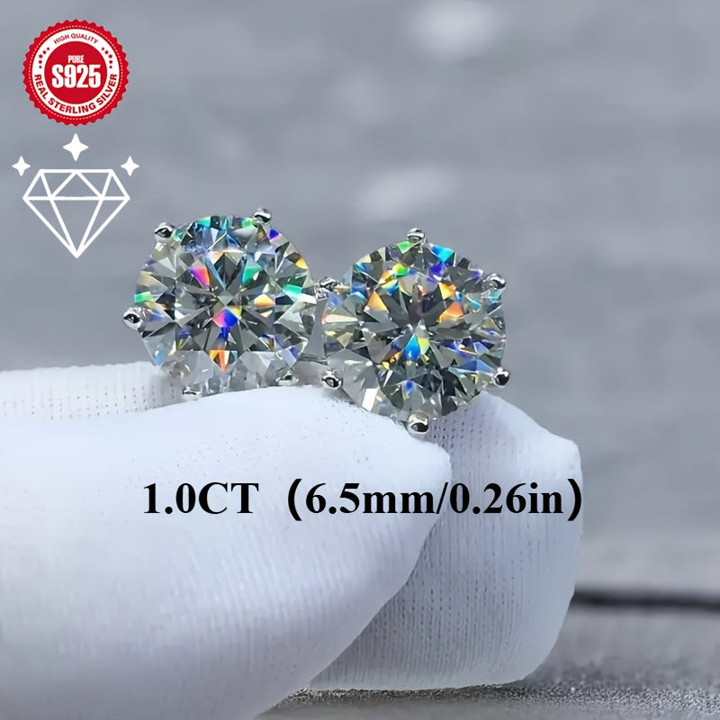 2pcs Minimalist S925 Sterling Silvery Sparkling Stud Earrings - 0.5ct/1.0ct/2.0ct Size, Octagon Cut - Perfect for Casual Attire, Unisex Design, Ideal Gift for Men, Women, Friends, Parents, or Loved Ones