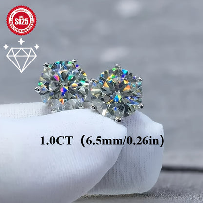 2pcs Minimalist S925 Sterling Silvery Sparkling Stud Earrings - 0.5ct/1.0ct/2.0ct Size, Octagon Cut - Perfect for Casual Attire, Unisex Design, Ideal Gift for Men, Women, Friends, Parents, or Loved Ones