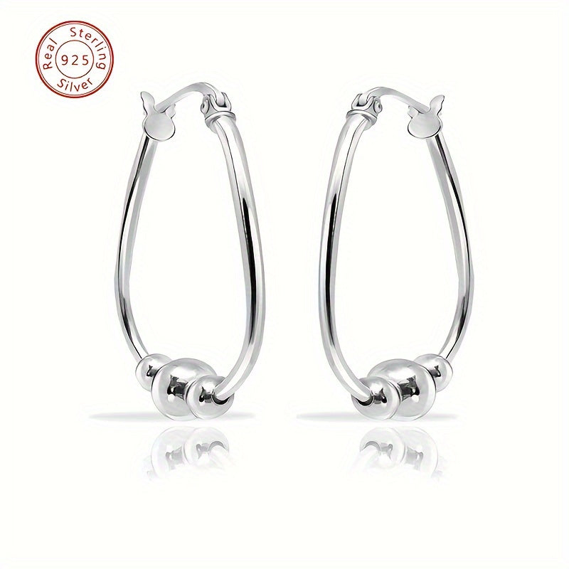 925 Silver Women's Silver Earrings, Fashionable Hanging Round Earrings, Simple Elegance, Women's Jewelry, Casual Attire, Party Banquet Jewelry, Birthday Gifts, Valentine's Day, Christmas Gifts, Gift Box