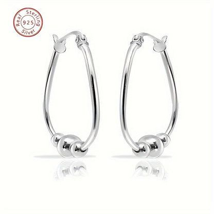 925 Silver Women's Silver Earrings, Fashionable Hanging Round Earrings, Simple Elegance, Women's Jewelry, Casual Attire, Party Banquet Jewelry, Birthday Gifts, Valentine's Day, Christmas Gifts, Gift Box