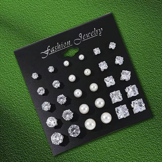 15 pairs of simple and stylish earrings, a perfect earring set that can be used in any scene, suitable for most daily occasions, or for gift giving, Hypoallergenic earrings for sensitive ears, Minimalist stud earrings women
