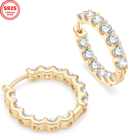 925 Silver Lady Moissanite Ring Earrings, Earrings For Women, Jewelry For Women High Quality Accessories, Low Allergenicity, Perfect Gifts For Wife, Mother, And Ladies, Mother'S Day, Wedding, Anniversaries, Festival Gifts, And Exquisite Gift Box
