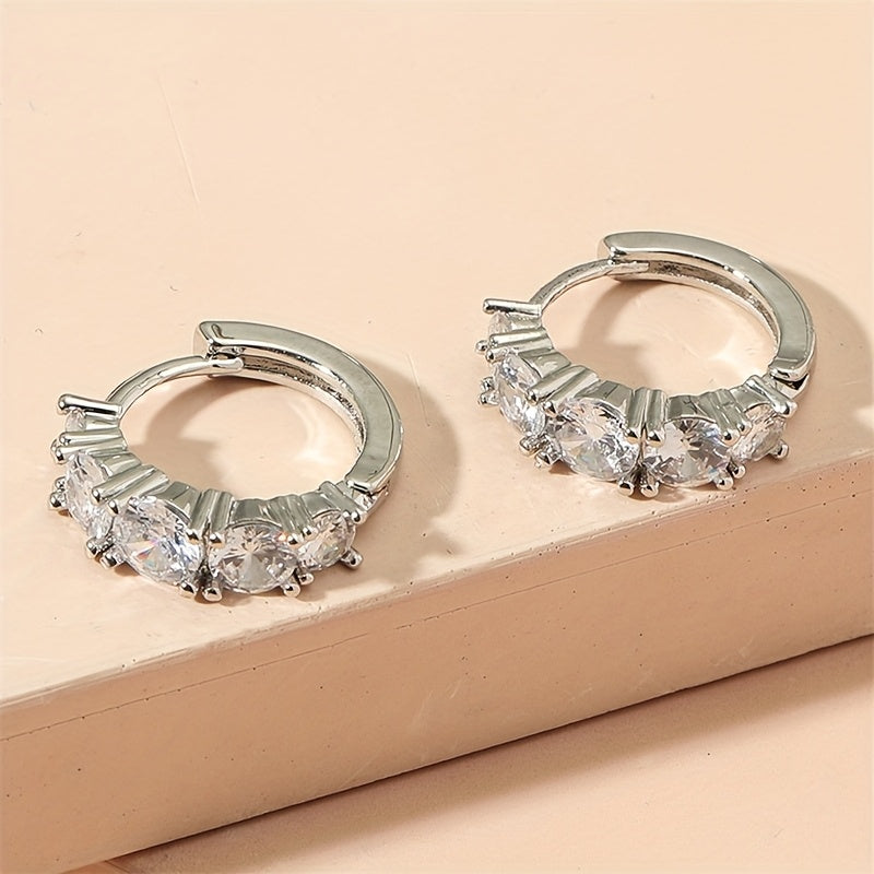 2pcs S925 Silver Stud Necklace Accessory Set, Slightly Set Synthetic Zirconia Fashion Earrings, Simple Necklace, Women's Fashion Pendant Accessory Set, Suitable for Daily Matching And As A Gift