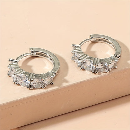 2pcs S925 Silver Stud Necklace Accessory Set, Slightly Set Synthetic Zirconia Fashion Earrings, Simple Necklace, Women's Fashion Pendant Accessory Set, Suitable for Daily Matching And As A Gift