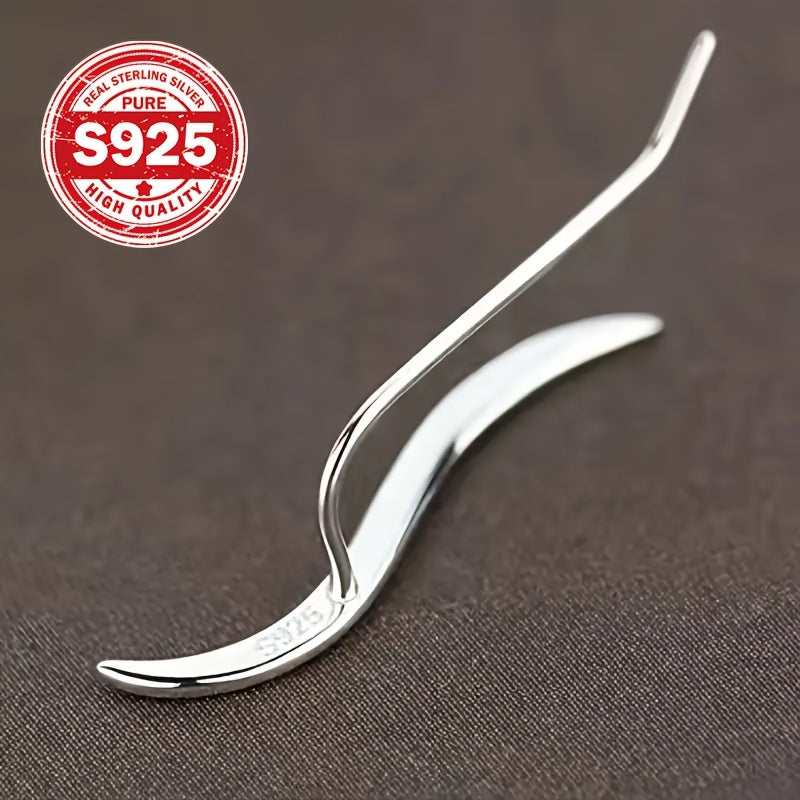 1 Pair S925 Silver Wave Line Ear Hooks - Minimalist Sporty Design, Perfect for Daily Wear & Fitness, Ideal Gift for Women, Fitness Accessories | Sporty Earrings | S925 Silver, Earrings for
