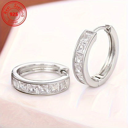 2 Pairs of S925 Sterling Silver Earrings - Fashionable And Simple Zirconia Earrings - Shining Daily Wear for Women - Hypoallergenic, Lightweight Earrings, Suitable for Any Outfit And Date, As a Gift for Women