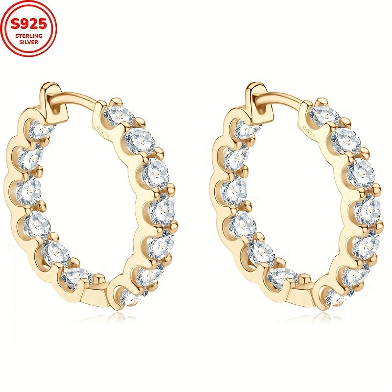 925 Silver Lady Moissanite Ring Earrings, Earrings For Women, Jewelry For Women High Quality Accessories, Low Allergenicity, Perfect Gifts For Wife, Mother, And Ladies, Mother'S Day, Wedding, Anniversaries, Festival Gifts, And Exquisite Gift Box
