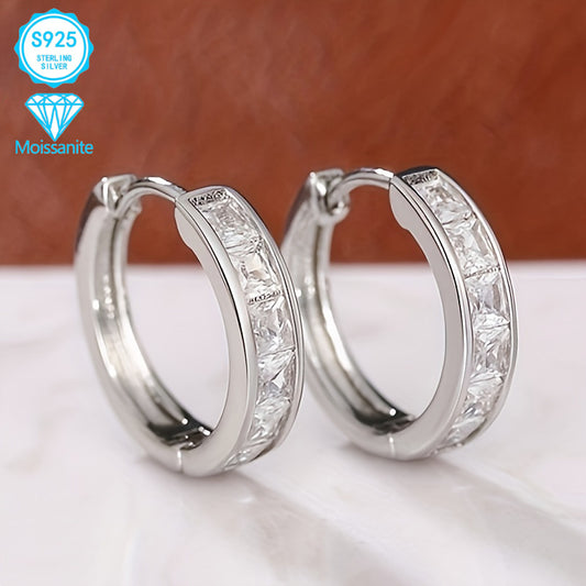 EJG - 925 Sterling Silver Moissanite Earrings - Fashionable And Simple - Sparkling Daily Wear for Women - Hypoallergenic, Nickel Free, Lightweight Earrings, Suitable for Any Outfit And Date, As A Gift for Women