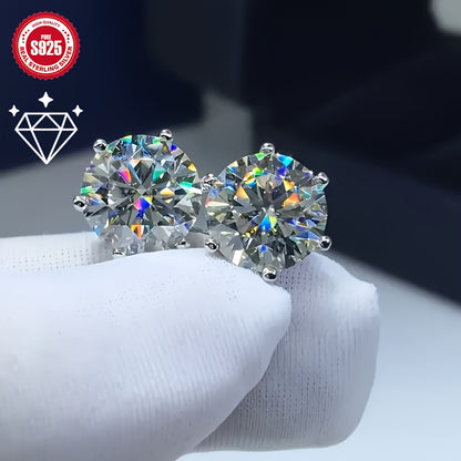 2pcs Minimalist S925 Sterling Silvery Sparkling Stud Earrings - 0.5ct/1.0ct/2.0ct Size, Octagon Cut - Perfect for Casual Attire, Unisex Design, Ideal Gift for Men, Women, Friends, Parents, or Loved Ones