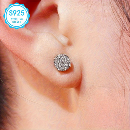 EJG - 2pcs Elegant Simple 925 Silver Earrings, Hypoallergenic, Nickel Free, With Square Moissanite, Suitable For Women, Party And Daily Decoration, 925 Silver Earrings, 2 Pairs Of Shiny Moissanite Earrings