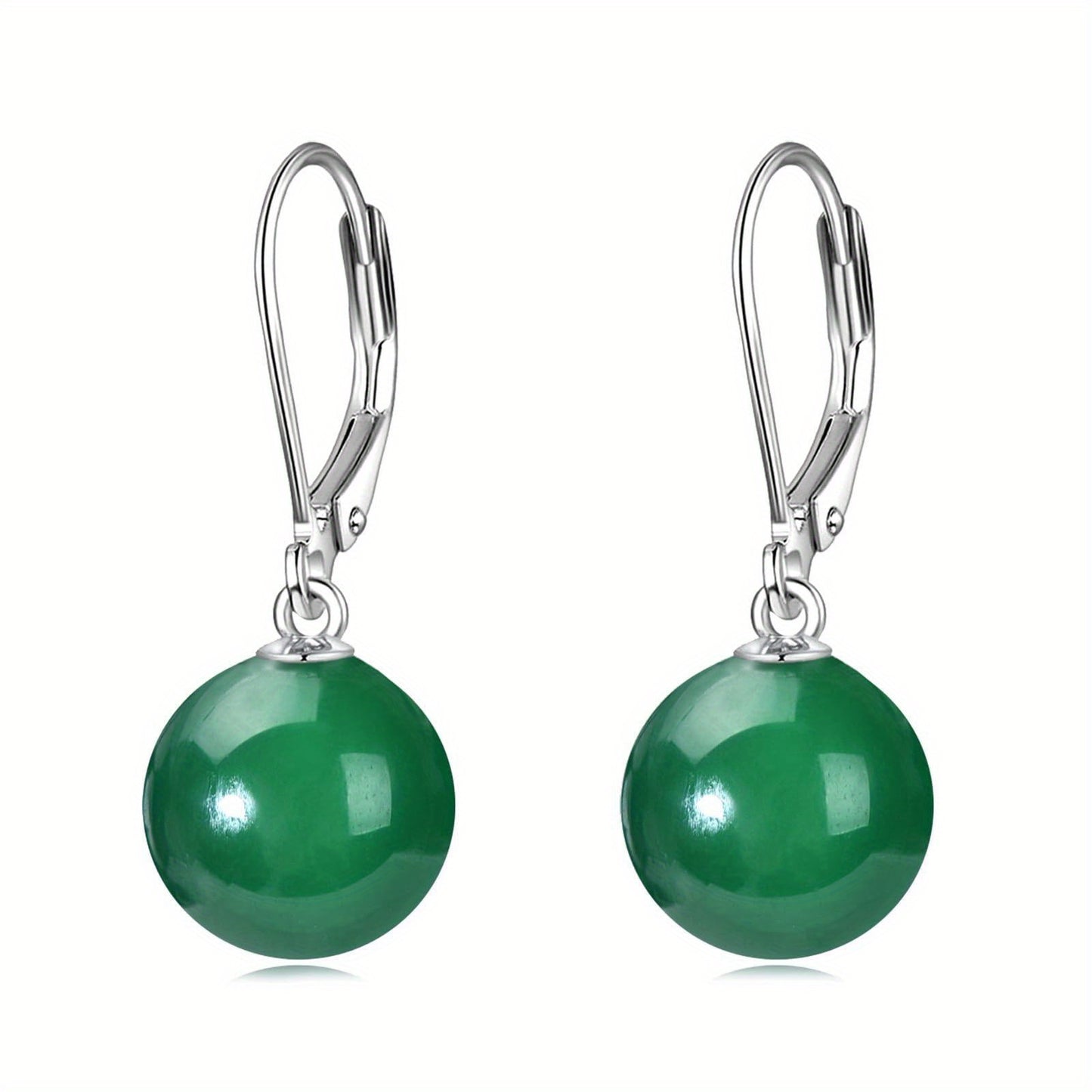 925 Sterling Silver Green Agate Leverback Earrings Dangle Drop Jewelry Gifts for Women (Green Agate)