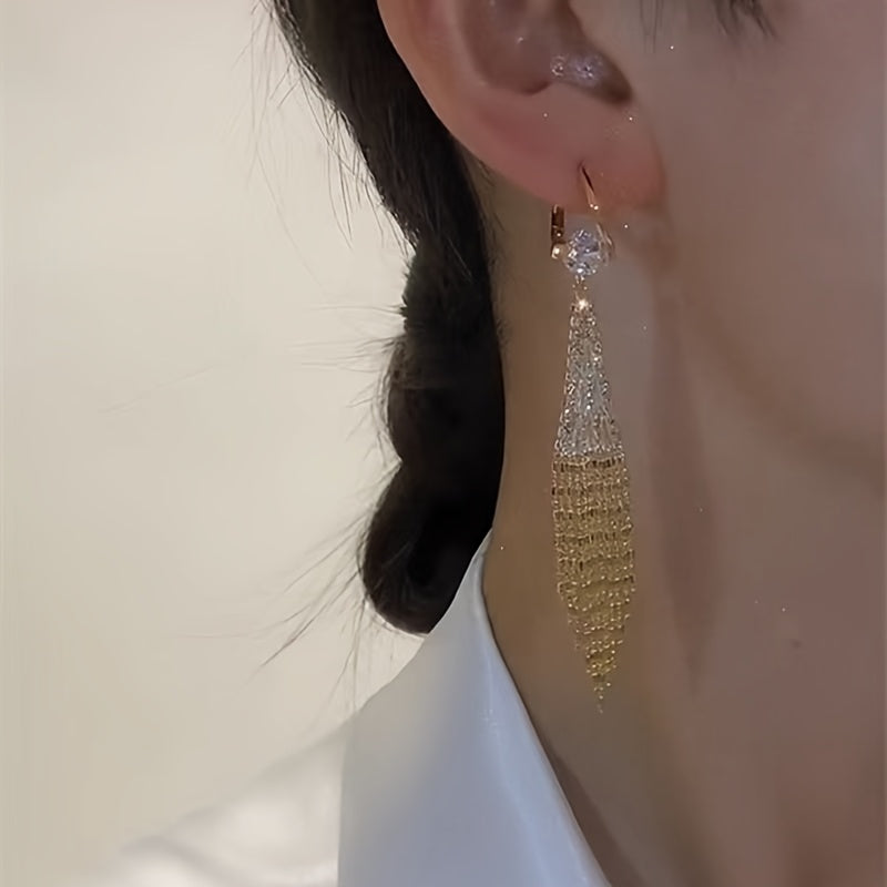 [Luxurious | Exquisite] Exquisite Long Tassel Women's Earrings Set | Luxurious with Sparkling Synthetic Zirconia | Perfect for Daily Wear, Party Accessories, And Casual Date Decorations