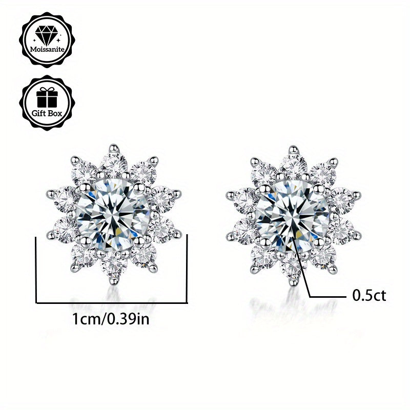 1 pair 1 carat Moissanite earrings, 925 sterling Silvery earrings needles, minimalist jewelry for women, earrings for women, Women's jewelry, suitable for birthday gifts, Valentine's Day gifts, with GRA certificate jewelry, Best for Christmas