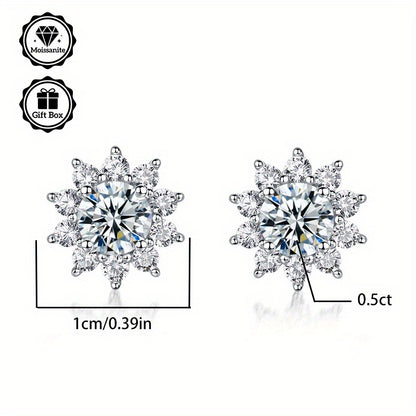 1 pair 1 carat Moissanite earrings, 925 sterling Silvery earrings needles, minimalist jewelry for women, earrings for women, Women's jewelry, suitable for birthday gifts, Valentine's Day gifts, with GRA certificate jewelry, Best for Christmas