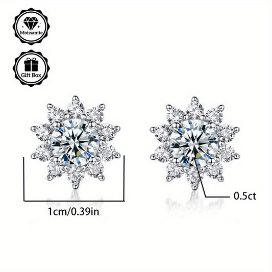 1 pair 1 carat Moissanite earrings, 925 sterling Silvery earrings needles, minimalist jewelry for women, earrings for women, Women's jewelry, suitable for birthday gifts, Valentine's Day gifts, with GRA certificate jewelry, Best for Christmas