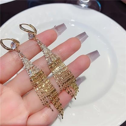[Luxurious | Exquisite] Exquisite Long Tassel Women's Earrings Set | Luxurious with Sparkling Synthetic Zirconia | Perfect for Daily Wear, Party Accessories, And Casual Date Decorations