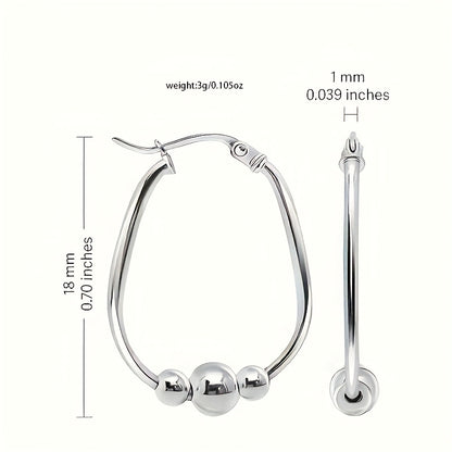 Purchase Product S925 Pure Silvery 3 Bead Ring Earrings, Pendant Bead Ring Earrings, Suitable for Women, Exquisite Earrings