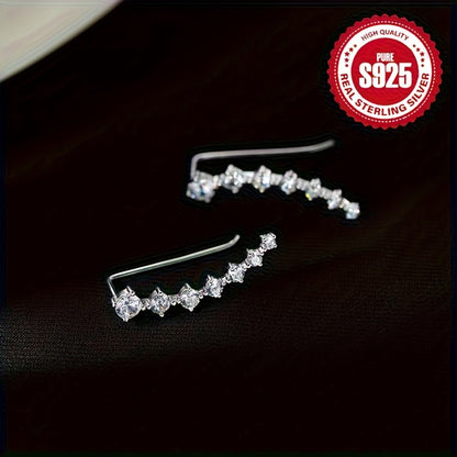 4pcs Of Exquisite Unique Seven Star Design Earrings 925 Sterling Silver Hypoallergenic Jewelry Zirconia Inlaid With Elegant Casual Style For Everyday Women