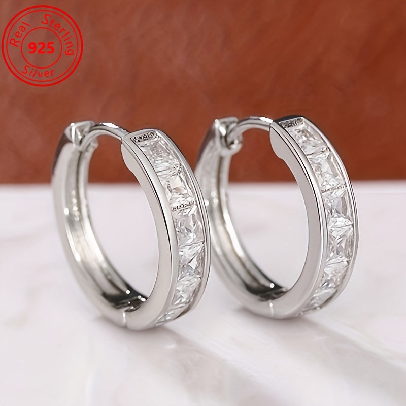 2 Pairs of S925 Sterling Silver Earrings - Fashionable And Simple Zirconia Earrings - Shining Daily Wear for Women - Hypoallergenic, Lightweight Earrings, Suitable for Any Outfit And Date, As a Gift for Women