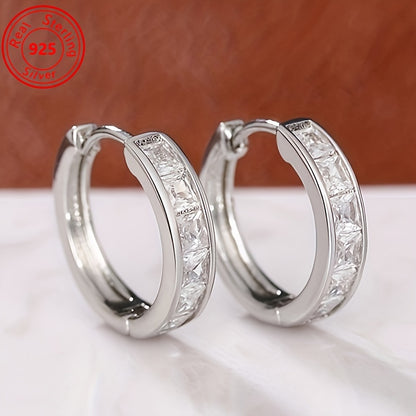 2 Pairs of S925 Sterling Silver Earrings - Fashionable And Simple Zirconia Earrings - Shining Daily Wear for Women - Hypoallergenic, Lightweight Earrings, Suitable for Any Outfit And Date, As a Gift for Women