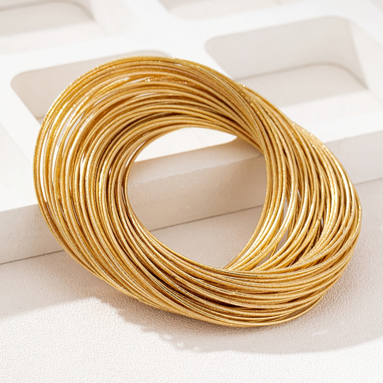 14K Golden Plated Punk-Inspired Layered Bracelet - Edgy Metallic Woven Design for Women, Ideal for Nightlife, Parties & Gifts, Party Bracelet|Vintageinspired Accessory|Durable Bracelet