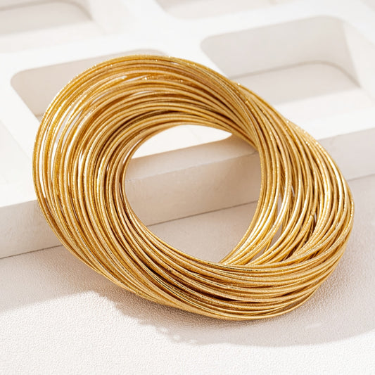 14K Golden Plated Punk-Inspired Layered Bracelet - Edgy Metallic Woven Design for Women, Ideal for Nightlife, Parties & Gifts, Party Bracelet|Vintageinspired Accessory|Durable Bracelet