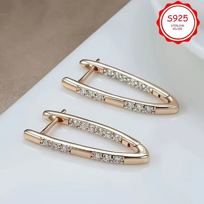 S925 sterling Silvery fashionable and luxurious V-shaped pendant earrings, anti-allergy, Bohemian style, suitable for Valentine's Day gifts, high-quality jewelry for daily vacations