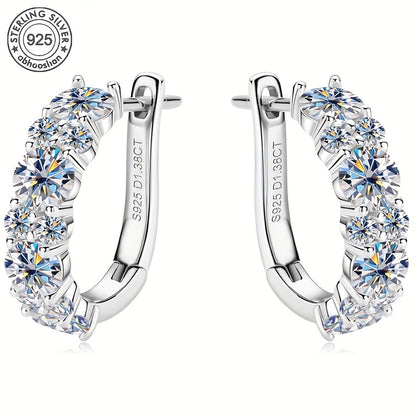 925 Sterling Silver Droplet Shaped Moissanite Earrings, Women'S Charm Jewelry, High-quality Designer Style, Elegant And Sexy, Sparkling Party Eye-catching Style, Mother'S Day, Comes With An Exquisite Gift Box.