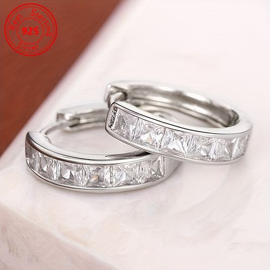 2 Pairs of S925 Sterling Silver Earrings - Fashionable And Simple Zirconia Earrings - Shining Daily Wear for Women - Hypoallergenic, Lightweight Earrings, Suitable for Any Outfit And Date, As a Gift for Women