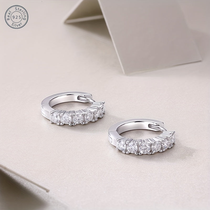 5 Round Moissanite Earrings In 925 Sterling Silver Set With 5 Moissanite For An Anniversary, Birthday, Halloween Or Christmas Holiday Gift For Your Girlfriend, Wife, Friends Or Yourself
